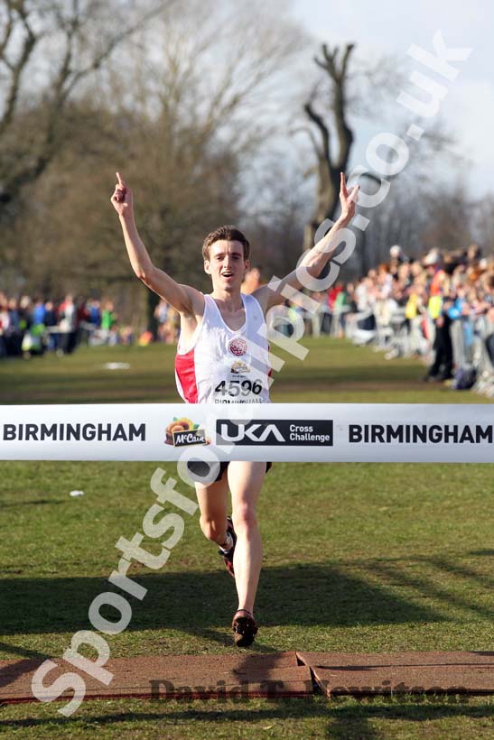 Keith Gerrard (Lancashire) wins the Senior Mens race, McCain Inter Counties Cross Country, Cofton Park, Birmingham.